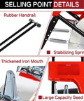 Hand Push Roller Seeder Manual Seeder Machine Walk Behind Row Crop Planter with iron mouth, spring, seed box details