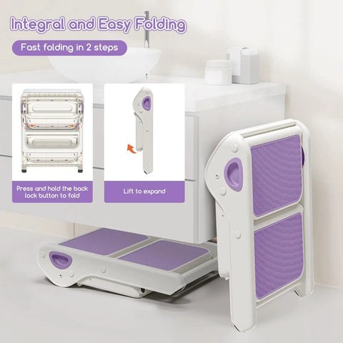 Tough As Nails Foldable Toddler Step Stool For Bathroom Sink And Kitchen Counter Two Step Kids Helper For Potty Training Non Slip Base Effortless Fold Up Kid Sidekick Assistant