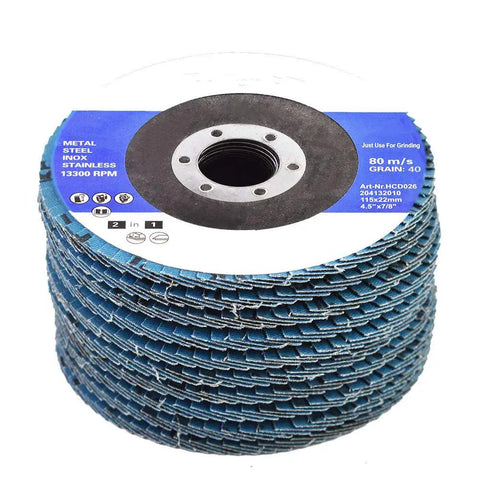 Stack of 100 Pack Zirconia Flap Discs 4-1/2 By 7/8 Inch, 40 Grits Premium Grinding Sanding Discs For Metal Stainless Steel And Mild Steel