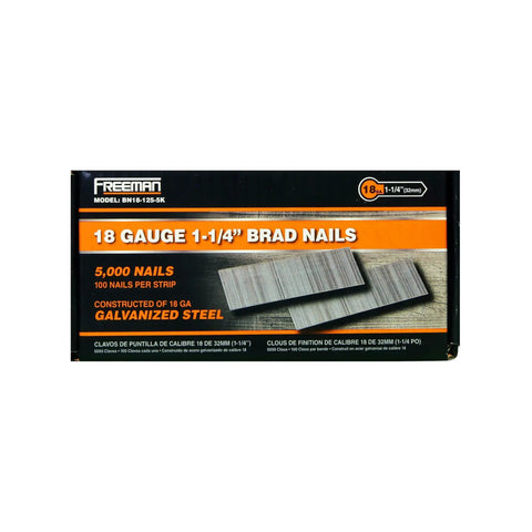 Pro Grade 18 Gauge Brad Nails 1 1/4 Inch Rust Proof Galvanized Steel With Reliable Glue Collation 5000 Count Bulk Box.