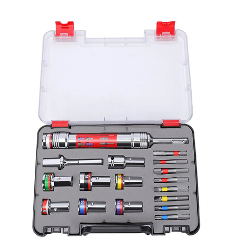 Premium 8-19mm Socket Bit Extension Set With Heavy Duty Alloy Steel Construction And Impact Ready Design Perfect For Home Furniture Repair Cabinet Installation And Toughest DIY Projects You Got Going, case open