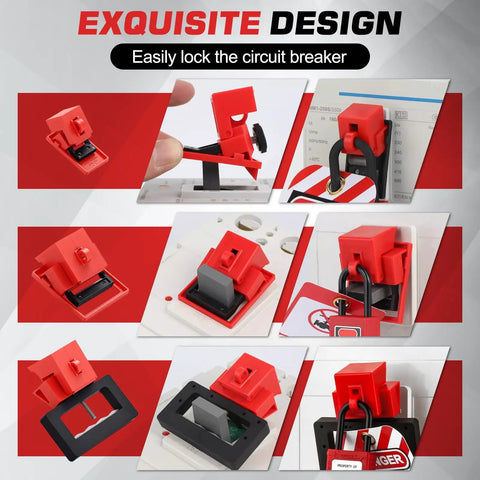 Lockout Tagout Kit With Twelve Piece Single Pole Breaker Lockout Devices Nylon Clamp On Lockout Locks For Loto Stations