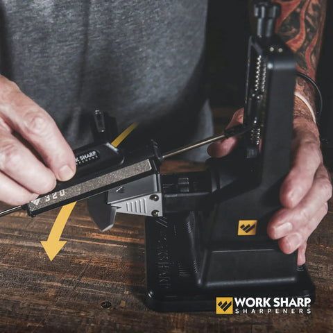 Using Precision Adjustable Knife Sharpener Kit With Fixed Angle Jig And Clamp Guided 15 To 30 Degree Sharpening tool.