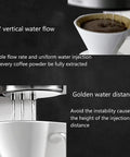 90° vertical water flow demonstrating brewing technique of Top Shelf Full Automatic Bean To Cup Coffee Maker With Robust Stainless Steel Build.