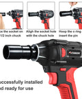 Cordless Impact Wrench With Brushless Motor, 21V Beast Power illustrating socket installation steps