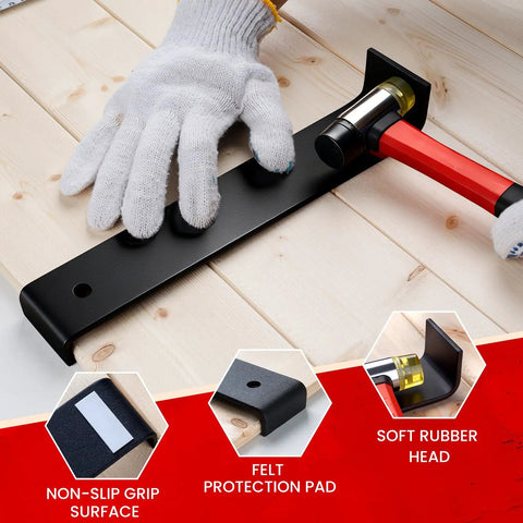 Floor Gap Fixer Tool Kit For LVP And Laminate Floors DIY Installation And Repair Set with glove, pull bar, and rubber mallet