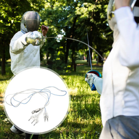 Fencing scene with Fencing Foil Body Cord Wire For Stable Conductivity And Impact Resistant Mask Safety Built Tough Body Cord