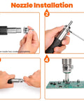 Nozzle installation steps for Pro Grade Hot Air Rework Station Kit With Three Nozzles 5mm 8mm 10mm, PID Temperature Control from 212F to 896F