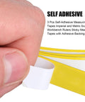 Top Shelf Adhesive Measuring Tape Kit For Woodworking Sweet Sticky Metal Ruler Premium Carbon Steel Tape Measure Peel And Stick Tool showing self-adhesive tape.