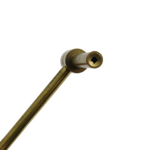 Brass Crank Key For Grandfather Clock Winding, 3mm Square Pinion Tool, Longcase Clock Winder, Pro Grade Hand Tool Close-up View