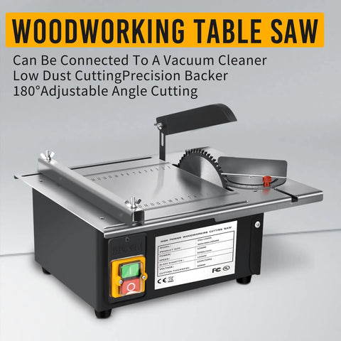 Portable Table Saw With Dust Port For Connecting Dust Collector, 1200W Motor, 5000 RPM, showing compact design and blade guard