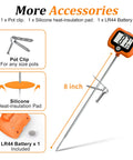 Digital Candy Thermometer With Pot Clip And Rotating Screen Deep Fry Oil Thermometer With Upgraded Silicone Insulation Cap For Accurate Frying Hands Free Readout And Easy Temperature Tracking, 8 inch probe with pot clip and battery