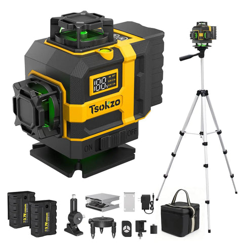 16 Lines Laser Level With Tripod 360 Degree Cross Line Laser 4D Green Laser Level 4x360 Self Leveling Tool with accessories included