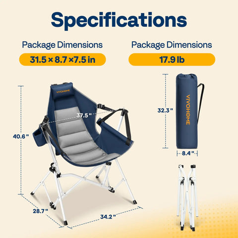 Grab And Go Portable Hammock Camping Chair With Adjustable Pillow And Back Height Outdoor Swinging Rocking Seat next to carry bag