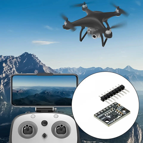 Six Axis ICM20602 Gyro And Accelerometer Sensor Module For Smart Devices And Wearables Low Noise 1kHz Sampling Compact Motion Tracking For Vehicles High Precision 16g Acceleration And 2000 Degrees Per Second Gyro mounted on black PCB for drone and phone stabilization