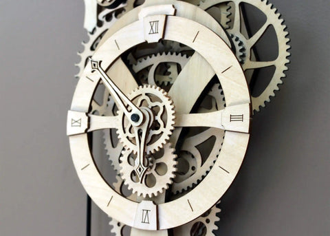 Mechanical Clock Kit For Walls 3D Wood Puzzle DIY With Pendulum And Wooden Gears No Batteries Needed Runs 36 Hours On One Wind