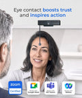 Pro 4K Eye Level Webcam With Retractable Arm For Flawless Video Calls And Live Streaming On PC And Mac, mounted on screen.
