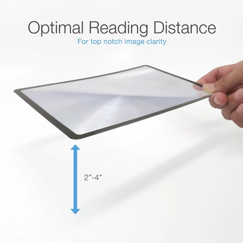 2 Pack Large Full Page Magnifying Sheet With 3X Magnification And 3 Fresnel Lens Bookmark Magnifiers held at optimal distance
