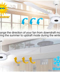 60 Inch Smart Ceiling Fan With Light And Remote Alexa Google Siri Compatible Low Profile Modern Ceiling Fan showing reversible blades for summer and winter use.