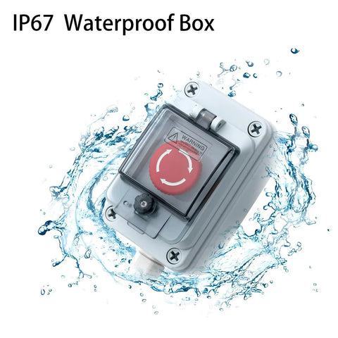 IP67 Waterproof Emergency Stop Button With Enclosed Box Dual NO And NC Contacts Beefy Aluminum Top Heavy Duty Electrical Switch
