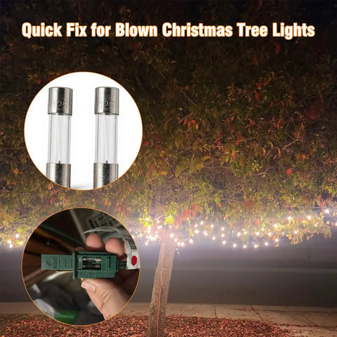 20 Pack 5A 125V Fast Blow Glass Fuses 5x20mm Replacement Kit for Christmas tree lights in use
