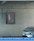 Rugged Workhorse Wall Mount EV Charger Protection Box With Vented Heat Dissipation Universal Fit For Electric Vehicles mounted on a wall.
