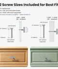 10 Pack 2 Inch Brushed Nickel Stainless Steel Cabinet Knobs T Bar Pulls For Cabinets And Drawers with screw size details