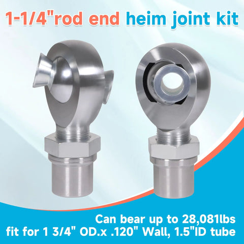 Ready To Roll 1 25 Inch Threaded Heim Joints Rod End Kit Built Tough With Heavy Duty Chromoly Steel, showcasing durable chromoly joints.