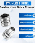 Must Have Heavy Duty Quick Connect Hose Fittings Three Quarter Inch GHT Garden Hose Set Stainless Steel Water Fittings Two Pack