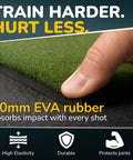 20mm EVA rubber layer of 5x4 Premium Pro Grade Golf Hitting Mat With 40mm Cushioned Turf For Joint Friendly Practice Indoor And Outdoor Use Includes Training Kit Trusted By PGA Tour Pro Jim Herman USA Owned Brand