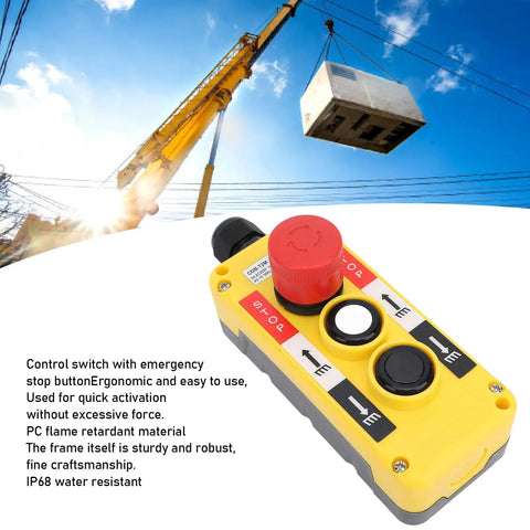 Beefed Up Industrial Hoist Crane Push Button Switch IP68 Waterproof With Emergency Stop AC 250V 5A And AC 500V 2A Flame Retardant PC Shell