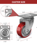 3 Inch Heavy Duty Swivel Caster Set Of Four Featuring Built Tough Polyurethane On Steel Wheels For Smooth Rolling Action Caster Size Diagram
