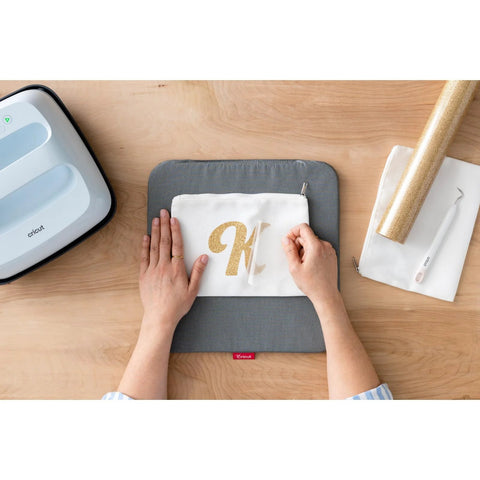 Cricut EasyPress mat, 12 x 12 in gray heat-resistant mat for HTV/iron-on projects, front view.