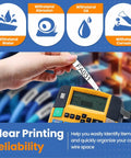 Rock Solid Heavy Duty Heat Shrink Cable Markers 3 Pack Flame Retardant Polyolefin Wire Labels shown with labeling device.