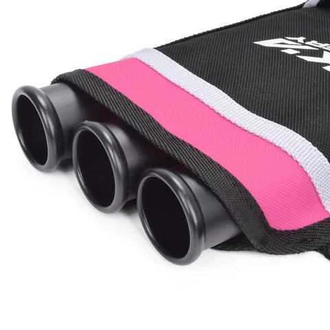 Close-up of pink and black Archery Hip Quiver With Three Detachable Arrow Tubes for easy access and quick reload.