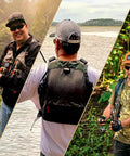 Three angles of Lightweight Mesh Fishing Vest For Men And Women With 17 Pockets, Breathable Back Panel, Army Green, All Day Comfort.