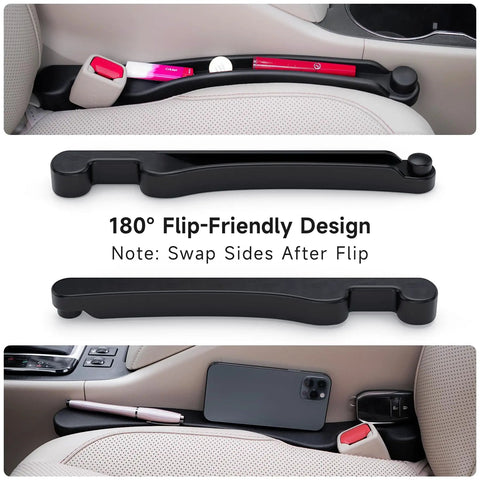 Car Seat Gap Filler Set Of 2 With Soft Foam, 3in1 Gap Stopper And Organizing Hook, Universal Fit For Car, SUV, And Truck, No More Drops In The Gap, Keep Console Tidy And Handy