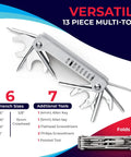 Save A Dive Scuba Repair Kit For Divers All In One Gear Maintenance Set With 60 O Rings Multi Tool Spare Parts And Waterproof Case Nitrox Compatible Assembled In USA showing 13-piece multi-tool with wrenches.