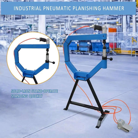 Pneumatic Planishing Hammer With Anvil And Pedal Four Inch Throat Workhorse Air Planishing Hammer For Metal Shaping 875 To 1350 Hits Per Minute One Quarter Inch NPT Inlet Includes One Two And Three Inch Radius Anvils.