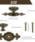 Antique Brass Cabinet Knobs With Backplates 4 Pack Zinc Alloy Solid Round Mushroom Drawer Pulls size guide image