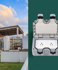 Tough As Nails IP66 Weatherproof Wall Power Socket Featuring Dual 15 Amp Outlets designed for outdoor use with open splash guard cover.