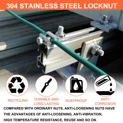 Five Sixteenth By Eighteen Thread Nylon Insert Hex Lock Nuts Made From Three Zero Four Stainless Steel securing railing