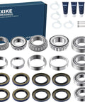 Beefed Up Trailer Wheel Hub Kit For 6000 To 7000 Lb Axles With Chrome Steel Bearings, Double Lip Seal And Cotter Pin displayed