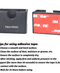 2 Pack Adhesive Back Radio Microphone Holder Universal Dash Mount Stick On Mic Hook For Motorola Kenwood Icom Yaesu Cobra Astatic No Drilling Required front and back view with adhesive tape and installation tips