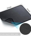 11 Pack Mouse Pads With Reinforced Stitching Edges Washable Non Slip Rubber Base 0.12 Inch Thick Smooth Surface Bulk Desk Pads 10.2 X 8.2 Inches Black, showing measurements and non-slip texture.