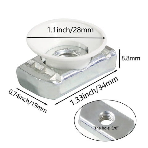 20 Pack Heavy Duty 3/8-16 Strut Channel Cone Nuts and Twirl Fasteners for Unistrut Channels showing dimensions and design details.