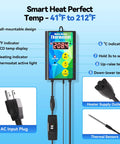 Top Tier 2000 Watt Titanium Immersion Water Heater With Easy Spin Temperature Dial And Built In GFCI Safety Plug showing digital thermostat with LCD display.