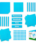 131 And 4 Piece Jumbo Blue Magnetic Base Ten Blocks Set With Headings For Math includes blocks, headings, and instructional box