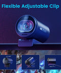 Next Level 4K Webcam Featuring Sony Sensor And Smart Autofocus For Streamers And Content Creators Boasting 1080p At 60fps, showing adjustable clip design.