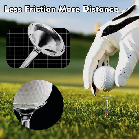 Unbreakable Plastic Golf Tees Three And A Quarter Inch Bulk Pack Of Fifty Or Eighty With Big Cup And Eight Prongs On Grass